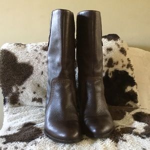 Ann Taylor Loft Mid Calf Heel Boots Brown Leather